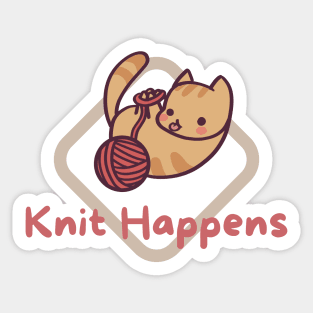 Knit Happens Cat Sticker